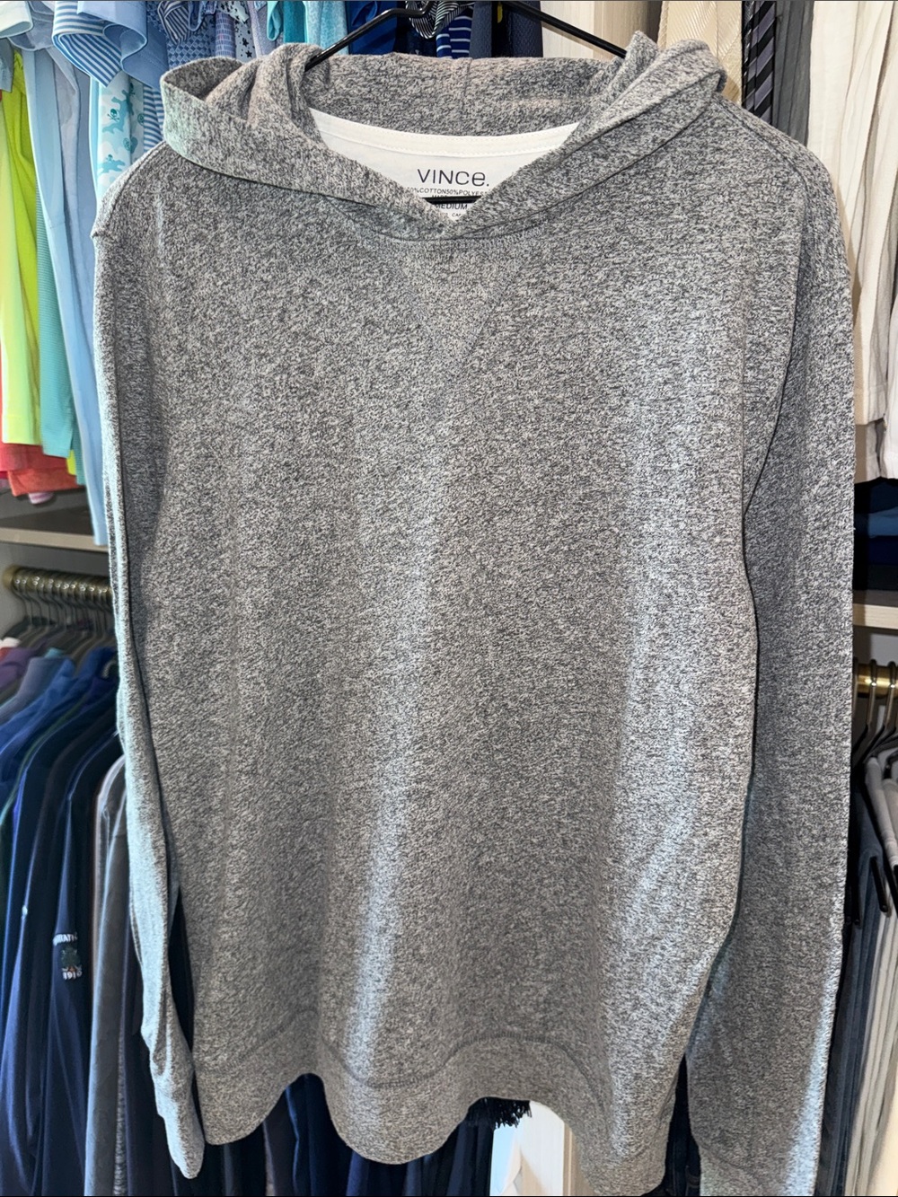 Vince Gray Hooded Long Sleeve Top